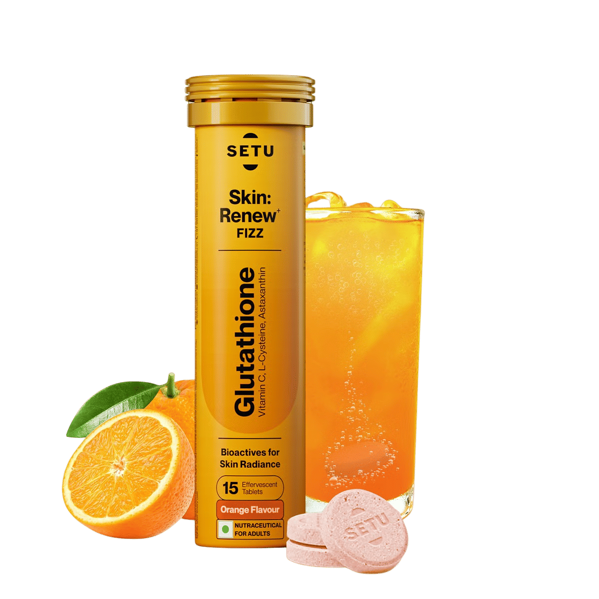 

Setu Skin Renew Glutathione Tablets for Glowing Skin | 15 Effervescent Tablets with 500mg L-Glutathione & Vitamin C | Sugar-free Antioxidant & Skin...