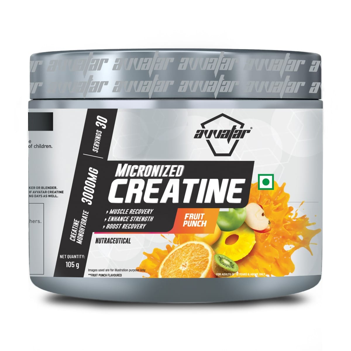 

Avvatar Creatine Monohydrate | Fruit Punch Flavour | 105gm |30 Servings