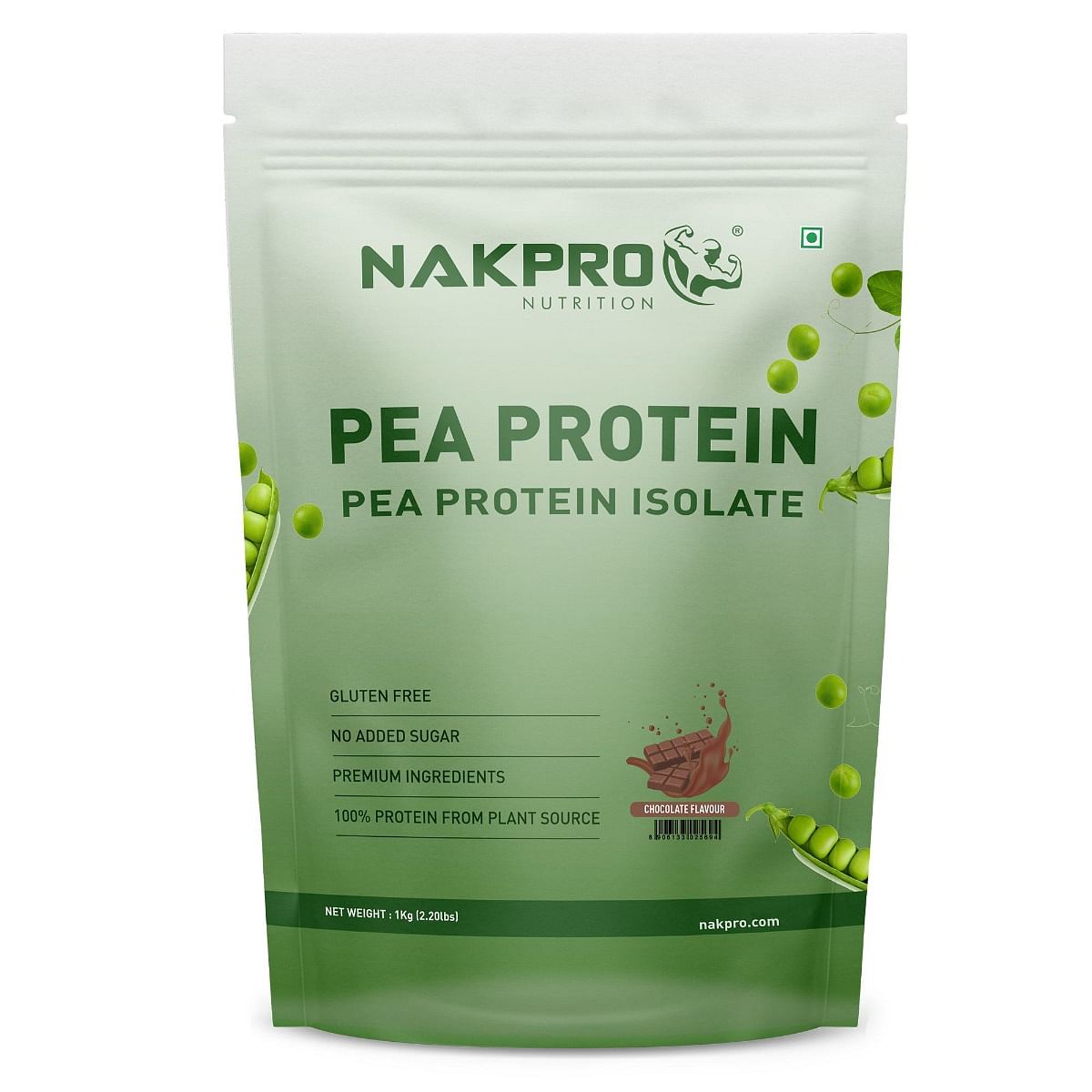 

NAKPRO 100% Pea Protein Isolate, Chocolate - 1kg | 26g Protein, 4.9g BCAA | Natural Vegan Plant Protein Powder | Easy To Digest | All Essential Ami...