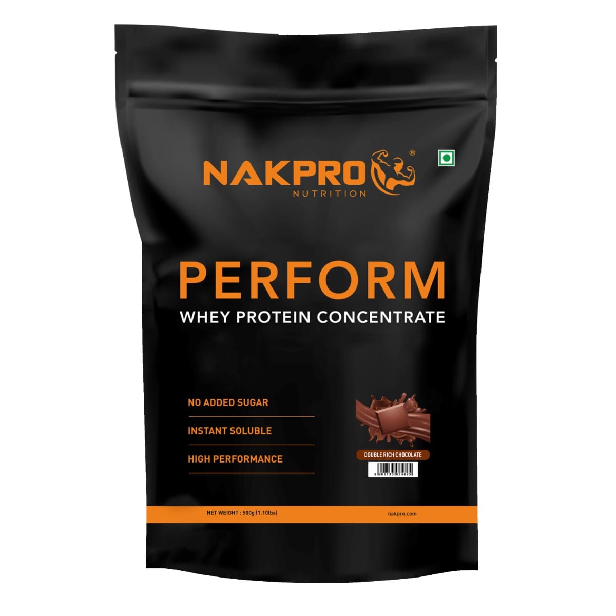 

NAKPRO Perform Whey Protein Concentrate 500g DoubleRich-Chocolate | 24g Protein, 5.3g BCAA | Trustified Certified 100% Authentic Supplement Powder ...