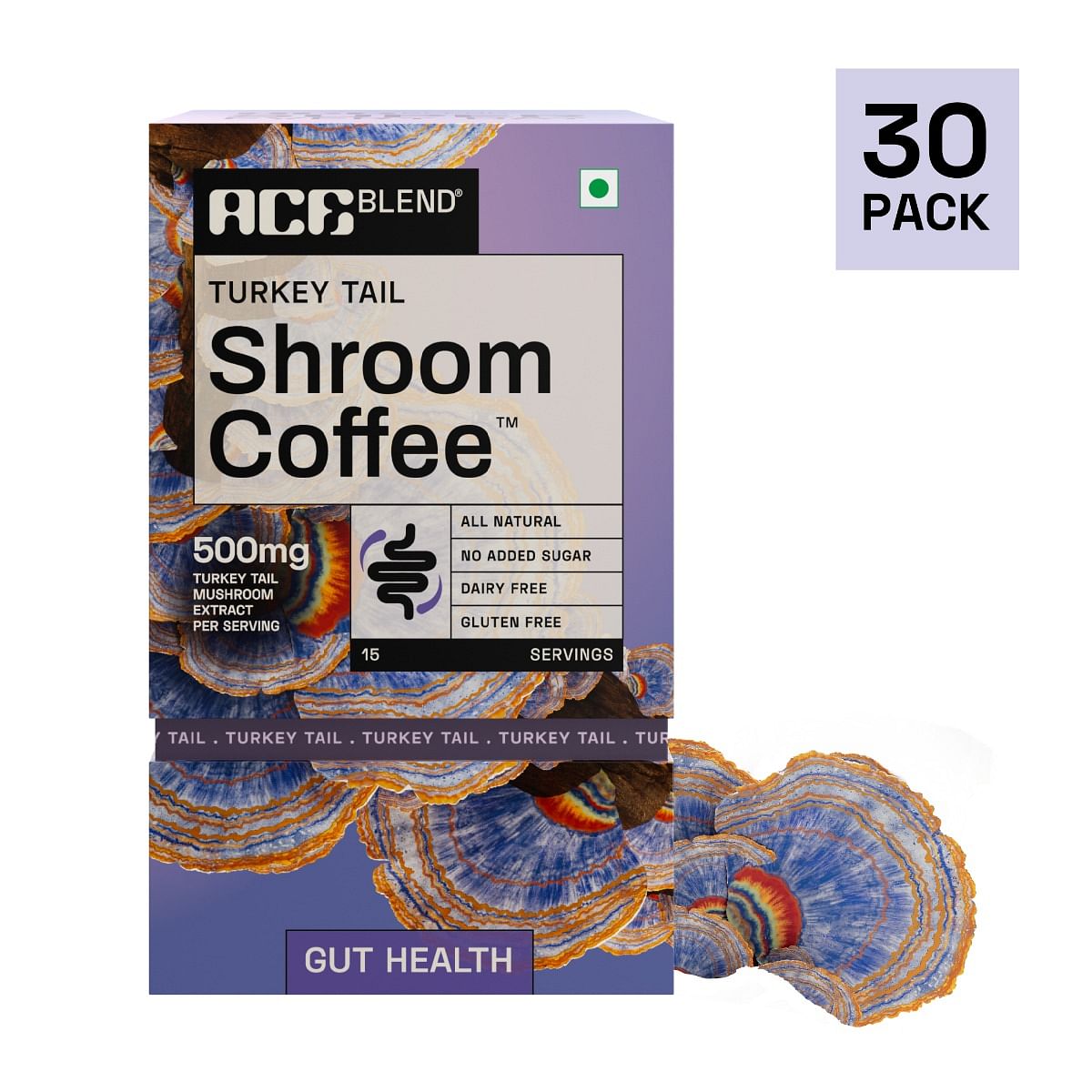 

Ace Blend Turkey Tail Shroom Coffee Box| 30 Serves | Mushroom Coffee | Ksm 66 Ashwagandha | L-Theanine | Mct Powder | Total Gut Health | 100% Arabi...