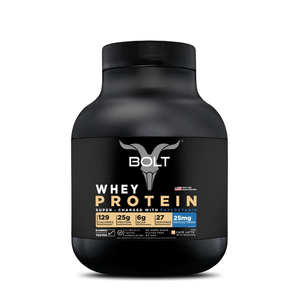 

Bolt 100% Whey Protein Powder| 25g Protein Per Scoop, 6G BCAA | Cafe Latte | 27 Servings | 2lb,907G| Muscle Recovery | Lean Muscle Support | Low Ca...