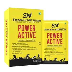 Steadfast Nutrition Power Active | Whey Protein Concentrate For Men, Beginners & MuscleGrowth | Essential Vitamins & Minerals | 35g per Sachet | Chocolate Flavour