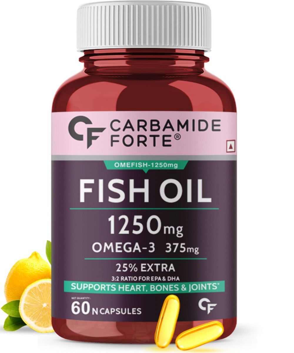 Carbamide Forte Fish Oil 1250mg with Omega 3 375mg Supplement | 25% ...