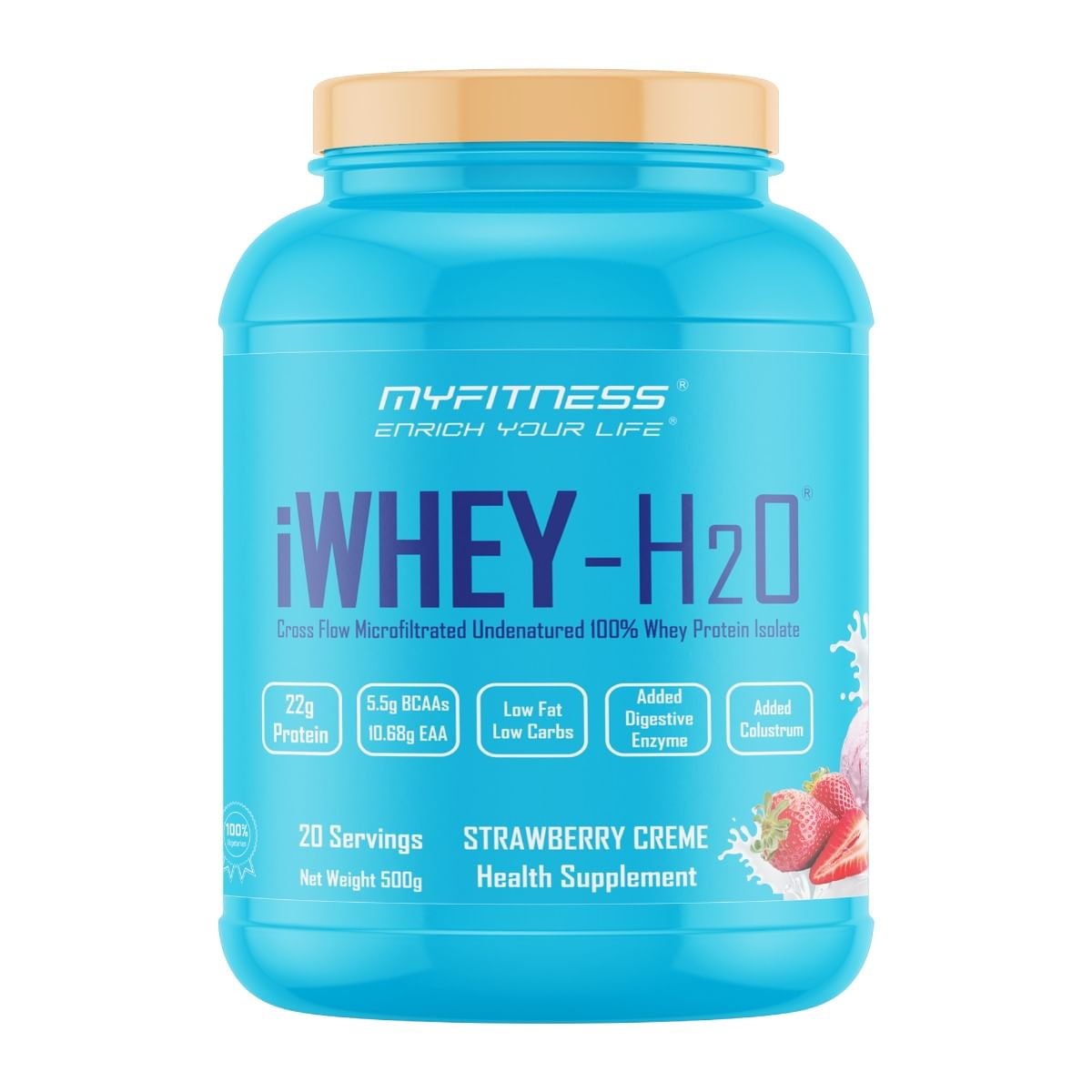 

MYFITNESS ® iWHEY- H2O 20 Servings|Whey Protein Isolate| 88% Premium Whey Protein Isolate Per Serving|5.5g BCAA| 10.68g EAA| Added Digestive Enzyme...
