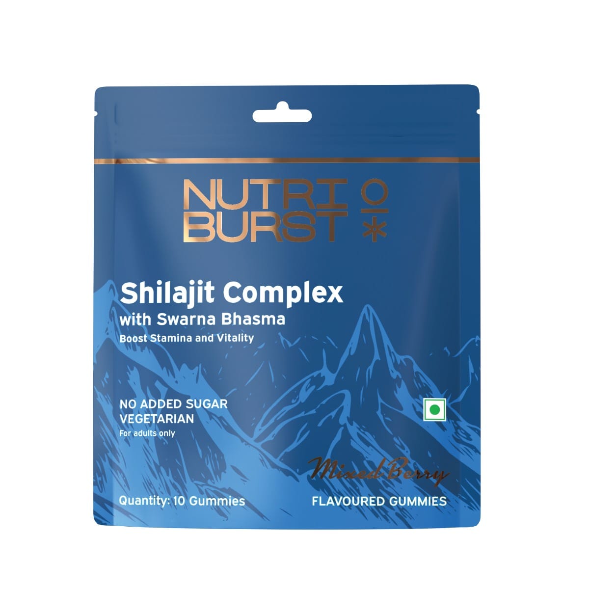 Nutriburst Shilajit Resin Gummies, Ayurvedic Herbal Blend with Swarna Bhasma, KSM-66 Ashwagandha, Black Musli and Ginger, Natural Energy & Vitality Boost, Mixed Berry Flavor