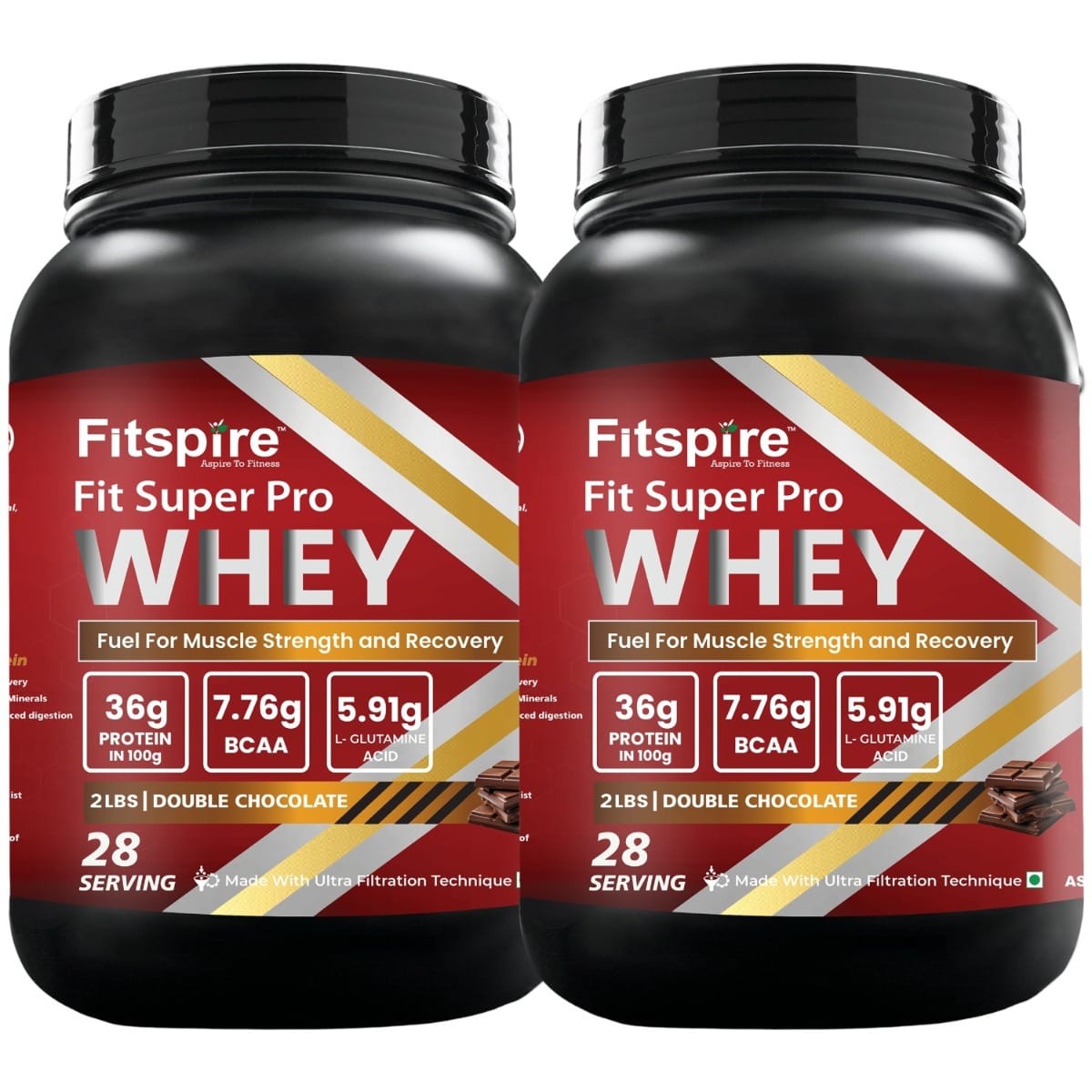 

Fitspire| Fit Super Pro Double Chocolate Whey Protein 2 lbs Pack of 2