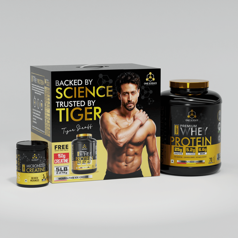 

One Science Nutrition Whey Protein Combo | 25g Protein/Scoop | Muscle Gain, Power & Workout Recovery | Free 150g Creatine | Neapolitan Ice Cream, 5lbs