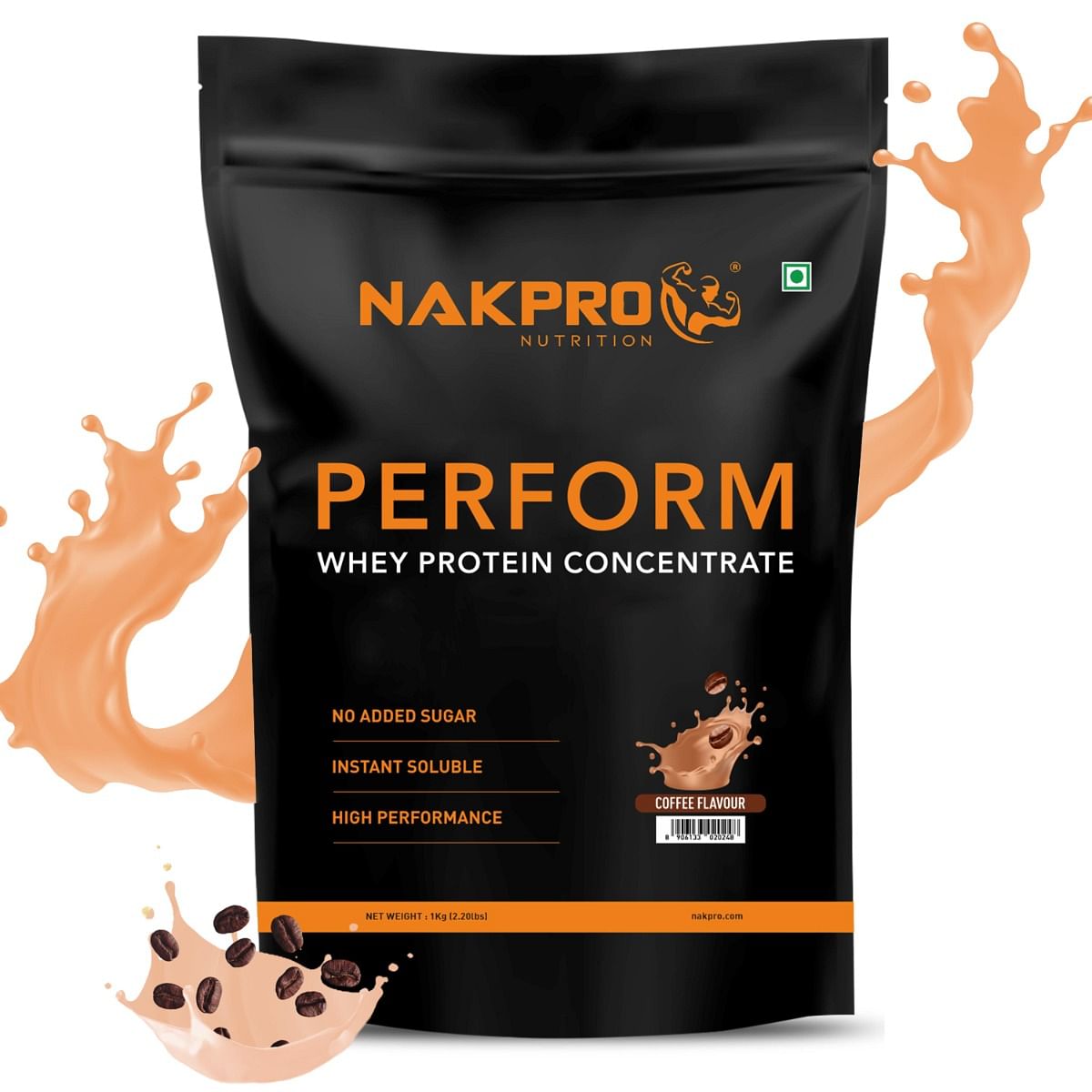 

NAKPRO Perform Whey Protein Concentrate 1kg Coffee | 24g Protein, 5.3g BCAA | Trustified Certified 100% Authentic Supplement Powder & No Adulterati...