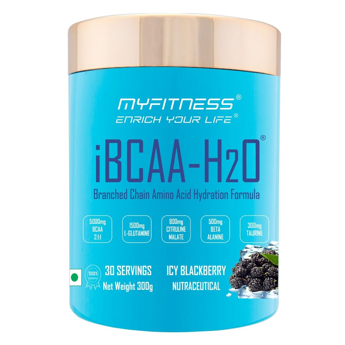 

MYFITNESS ® iBCAA-H2O BCAA 30 Servings|5000mg BCAA 2:1:1| 1500mg L-Glutamine|800mg Citruline Malate| 500mg Beta Alanine|300mg Taurine| 850mg Electr...