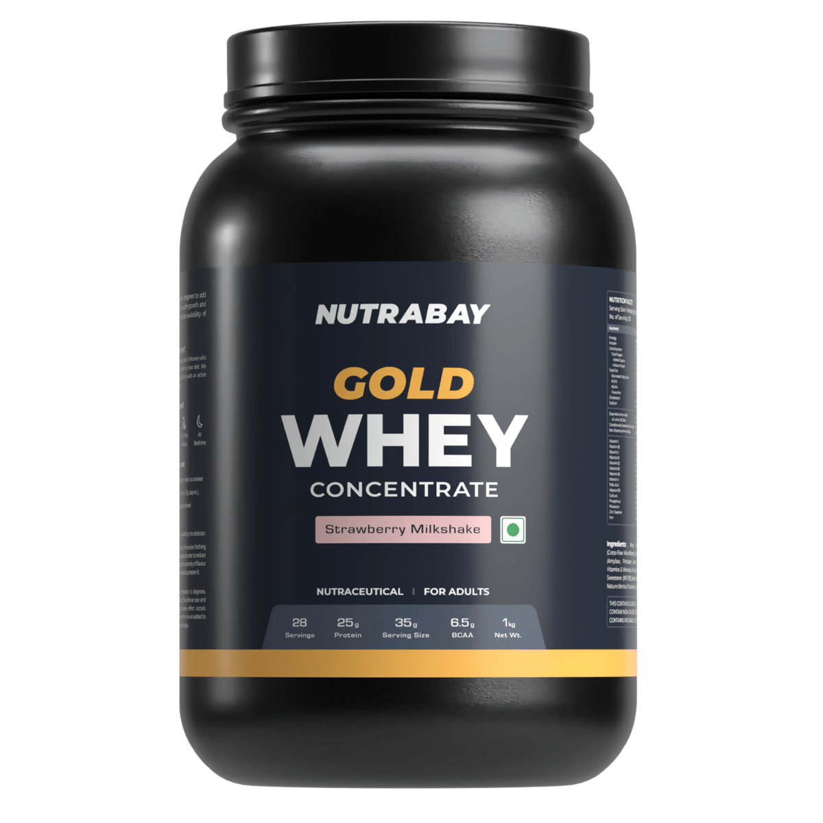 

Nutrabay Gold 100% Whey Protein Concentrate with Digestive Enzymes - 25g Protein | Protein Powder for Muscle Support & Recovery - Strawberry Milksh...
