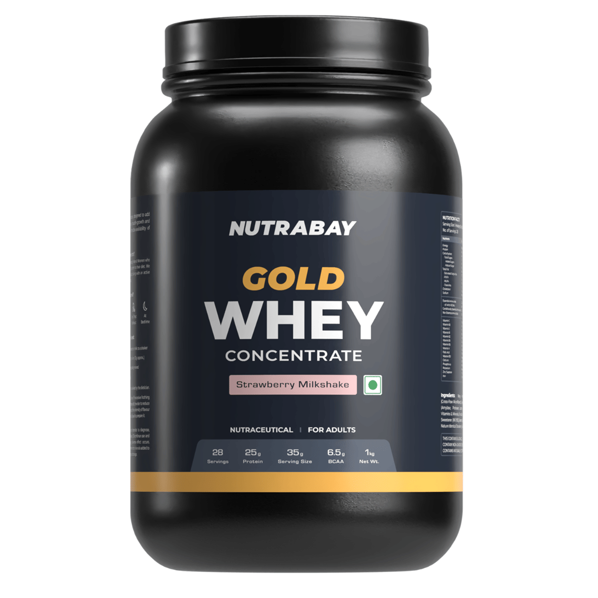 

Nutrabay Gold 100% Whey Protein Concentrate with Digestive Enzymes - 25g Protein | Protein Powder for Muscle Support & Recovery - Strawberry Milksh...