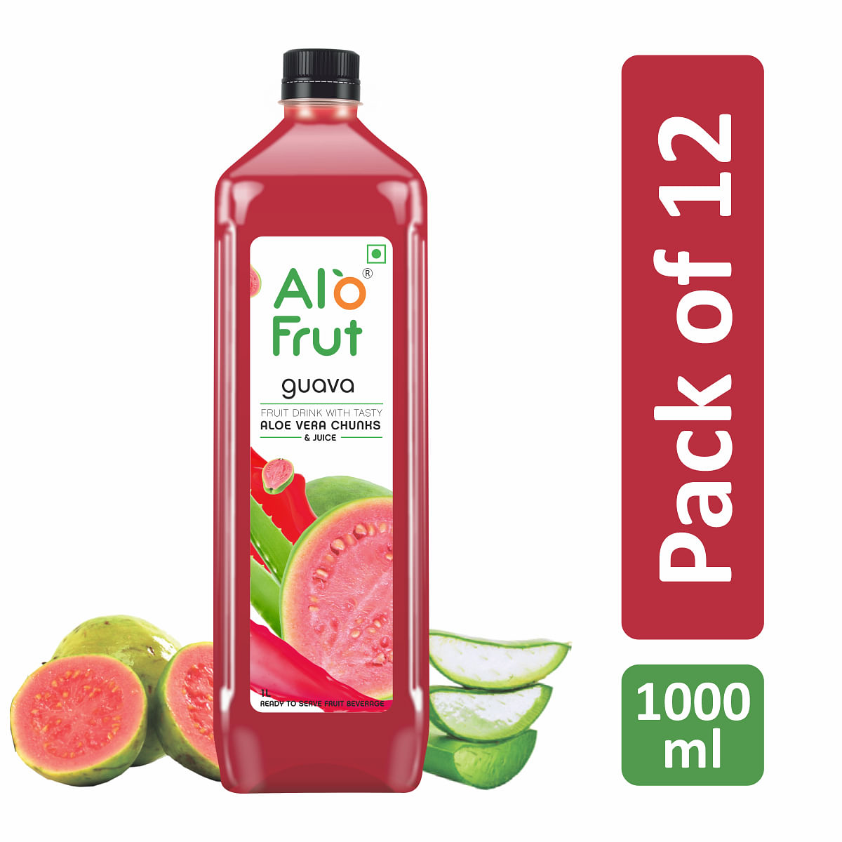 

Alo frut Guava Fruit Drink with Tasty Aloevera Chunks & Juice|Goodness of Fruits and Aloevera Chunks|Ready-to-Serve Fruit Juice|Guava Juice - 1000m...