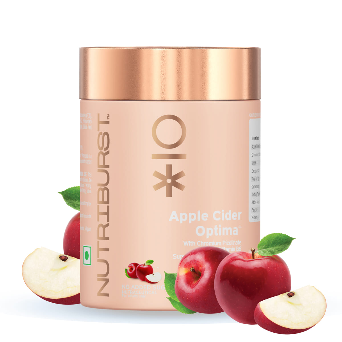 Nutriburst Apple Cider Gummies For Healthy Metabolism Chromium Picolinate Vitamin B6 Gummies Immune Support & Natural Detox Energize with Apple's Metabolic Magic