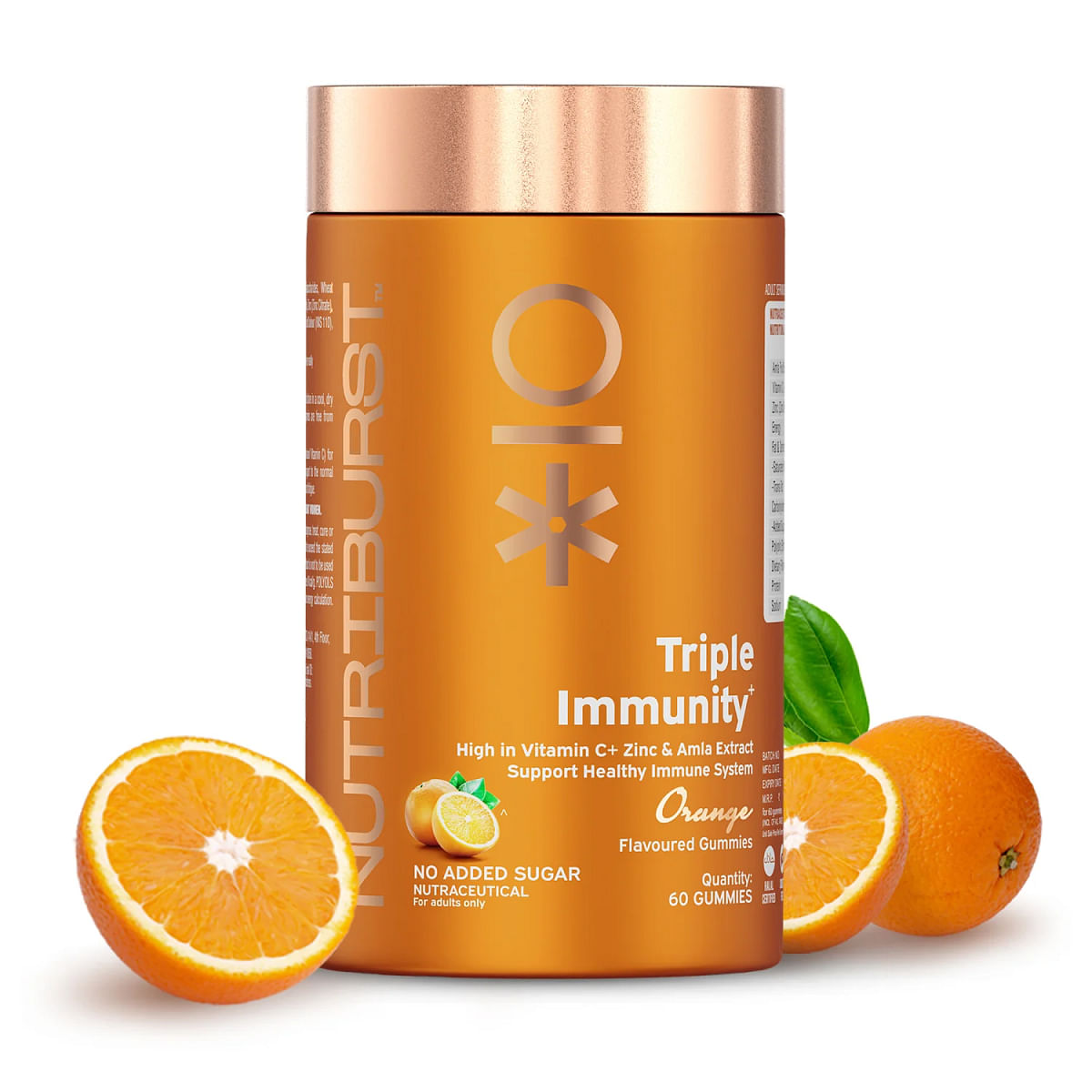 

Nutriburst Triple Immunity Gummies with Vitamin C, Zinc and Amla extract No-Added Sugar Orange Flavor 100% Vegetarian - 60 Gummies