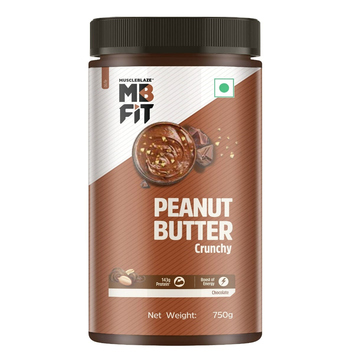 

MuscleBlaze Fit Chocolate Peanut Butter | High Protein | No Trans Fat, Energy Booster (Crunchy, 750g)