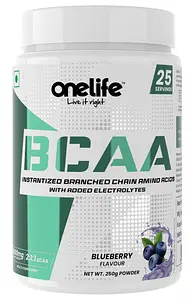 Onelife BCAA 6000mg During/Post Workout Supplement Net Wt - 250 G) - Blueberry