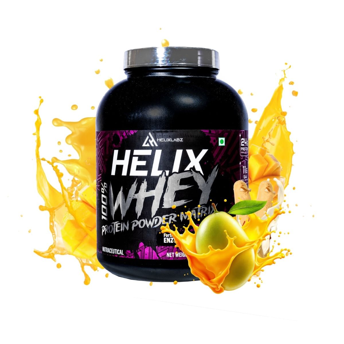 

Helixlabz Whey Protein promotes lean muscle growth & Fastest Recovery | 136 Kcal ,Protein 24 Gm | Mango | 2 Kg