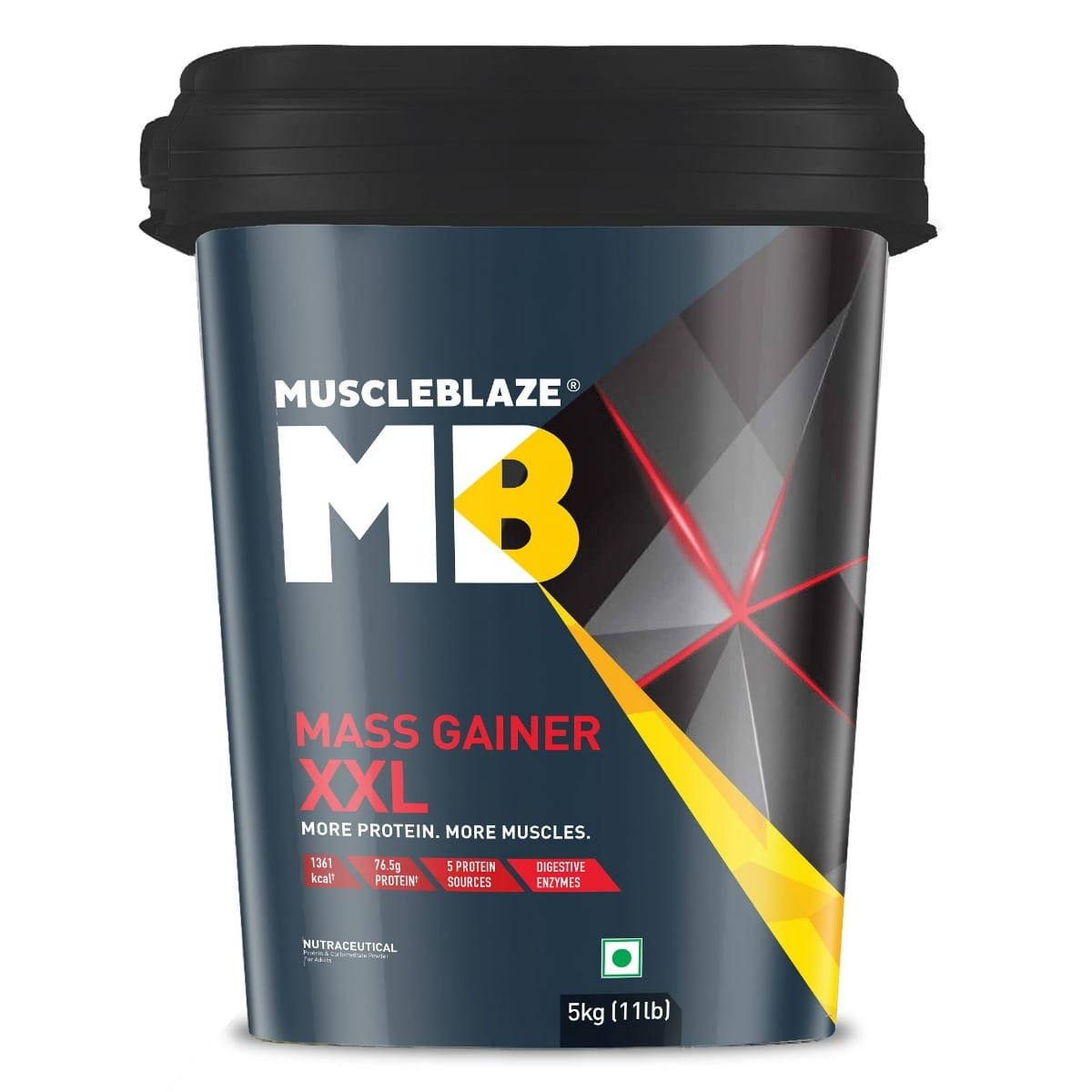 

MuscleBlaze Mass Gainer XXL | With Complex Carbs | High Protein & Digestive Enzymes (Chocolate, 5kg / 11lbs, 50 Servings)