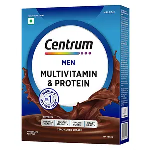 Centrum Men Multivitamin & Protein, Health Drink (Chocolate)| 24 Vitamins, Minerals to support Overall Health (Veg)| World's #1 Multivitamin