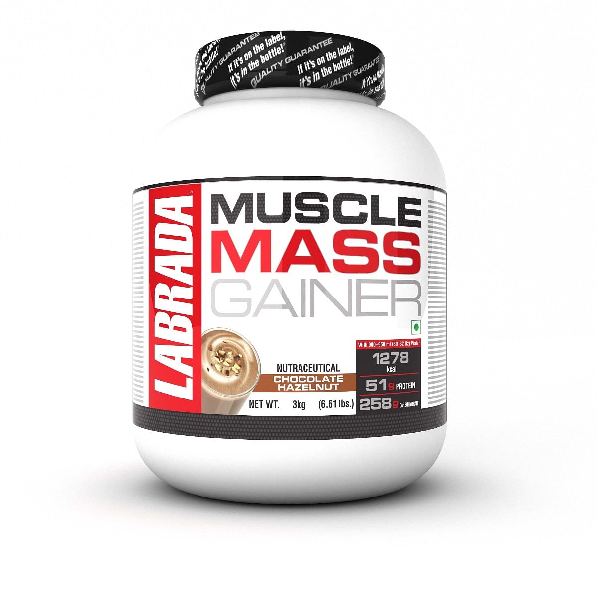 

Labrada Muscle Mass Gainer (Post-Workout, 1278 kcal, 51g Protein, 258g Carbs, 1g Creatine, 500mg L-Glutamine) - 6.6 lbs (3kg) (Chocolate Hazelnut)