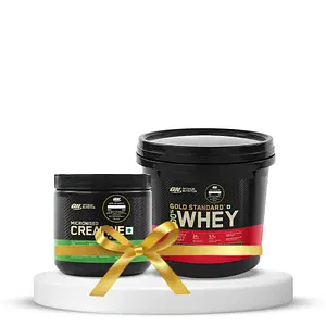 Optimum Nutrition (ON) Gold Standard 100% Whey Protein Powder 4 Kg (Double Rich Chocolate) & Optimum Nutrition (ON) Micronized Creatine Powder - 250 Gram, Unflavored. (Combo) with Free Shaker