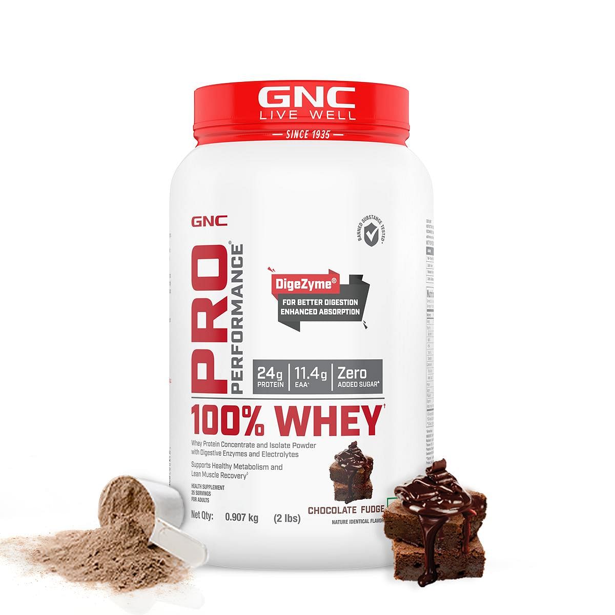 

GNC Pro Performance 100% Whey Protein Powder 2lbs | 24g Protein | Chocolate Fudge | Boosts Strength & Endurance | Builds Lean Muscles | Fastens Mus...