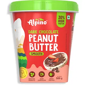 Alpino High Protein Dark Chocolate Peanut Butter Smooth | 30 G Vegan Protein | 100% Plant Based, Peanut Butter Creamy | No Added Whey | Gluten-Free | Vegan