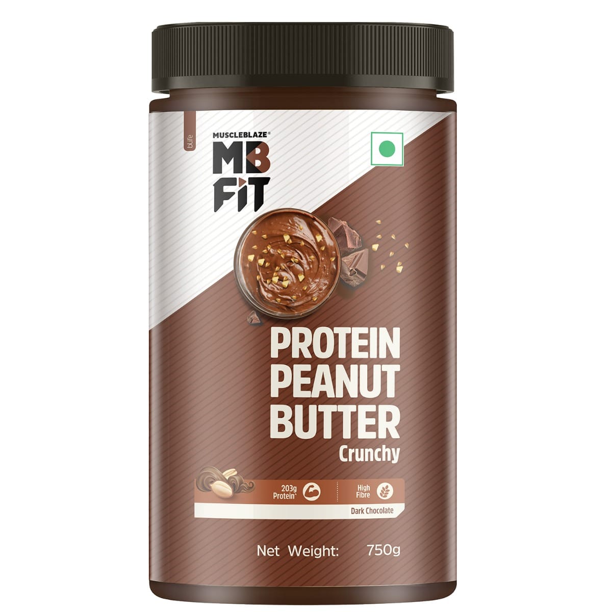 

MuscleBlaze Fit High Protein Peanut Butter | 27g Protein | With Pea Protein & Whey Protein Concentrate | Crunchy | (Dark Chocolate Spread, 750g)