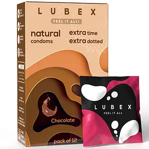 Lubex 6 in 1 Extra Time Condoms - Long Lasting with Disposable Bags - Ultra Thin & Extra Dotted - Chocolate Flavour