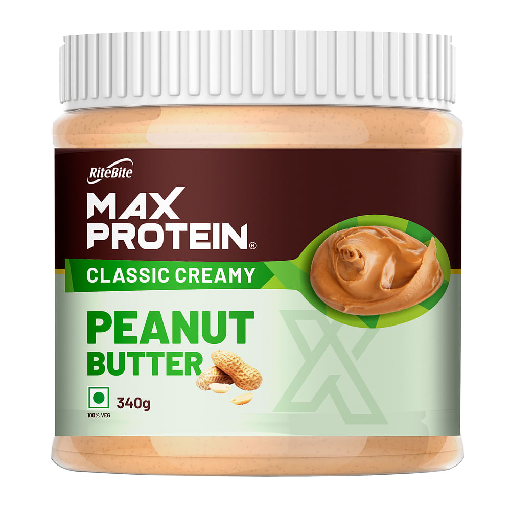 

RiteBite Max Protein Peanut Butter Spread Classic Creamy (Pack of 1), 340 g