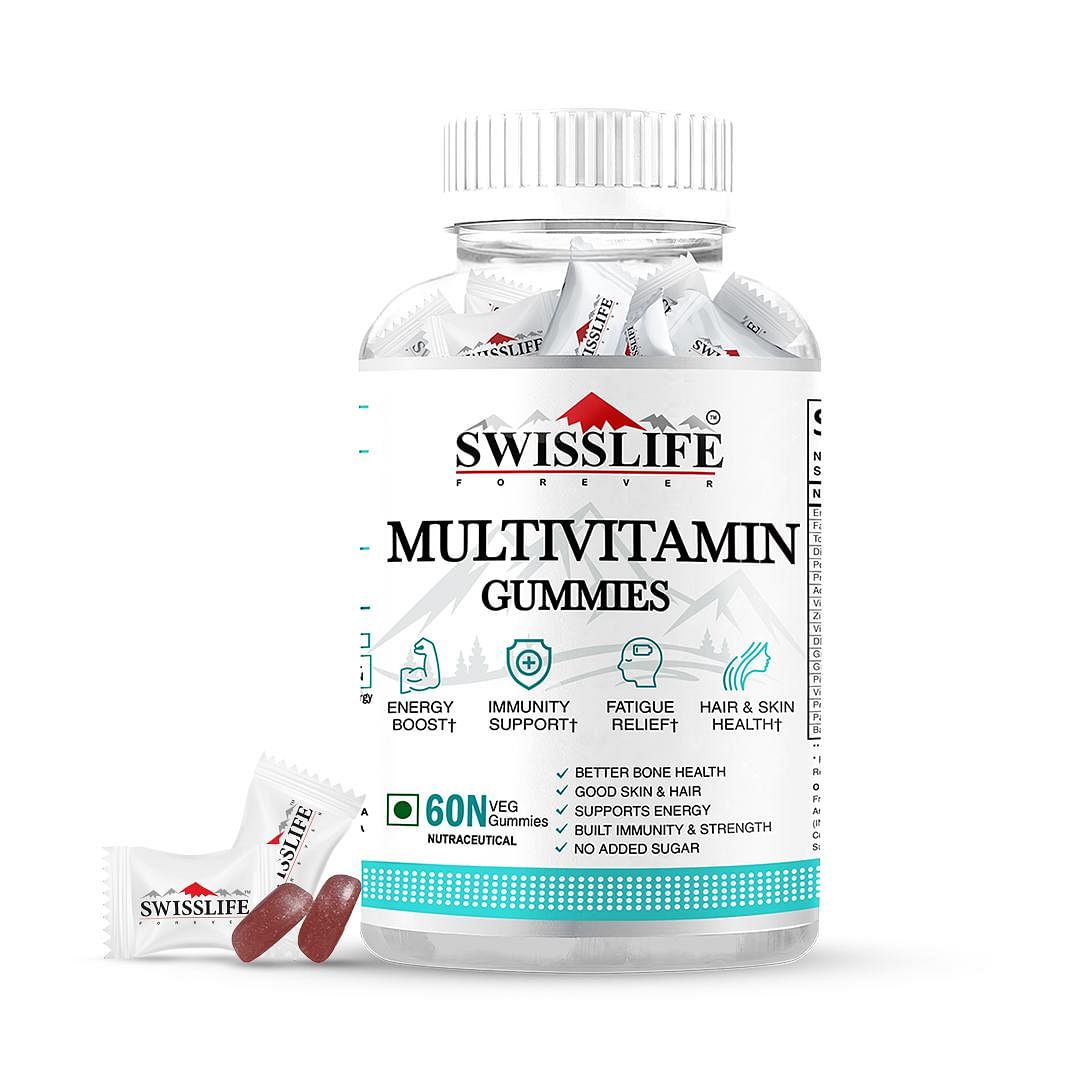 

SWISSLIFE FOREVER Multivitamin Gummies| Folic acid with Vit. C | Micronutrients Vit. C,A,D,E, Vit. B6,B9,B12| Sugar-free| Supports Immunity and Hea...