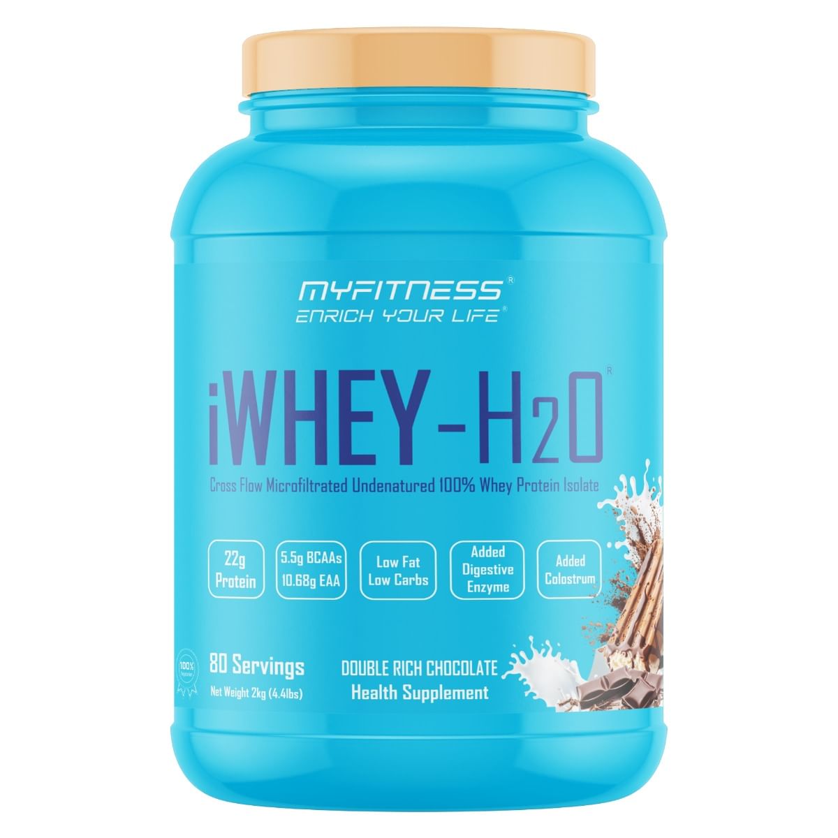 

MYFITNESS ® iWHEY-H2O |Whey Protein Isolate|22g Premium Whey Protein Isolate Per Serving|5.5g BCAA’s | 10.68g EAA’s|Added Digestive Enzyme |Low Fat...