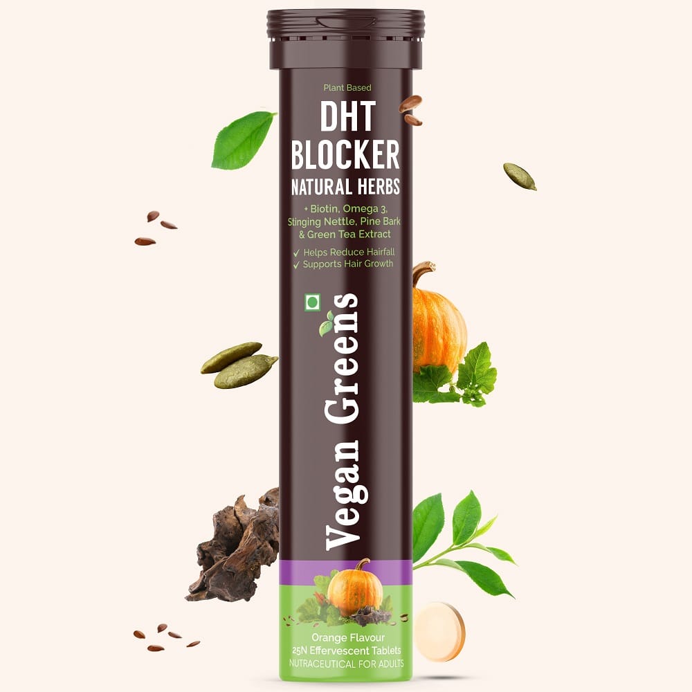 

Vegan Greens Plant Based DHT Blocker With Biotin, Omega 3, Stinging Nettle, Pine Bark, Green Tea. For Hair Growth, Hair Fall Control, Healthy Hair ...