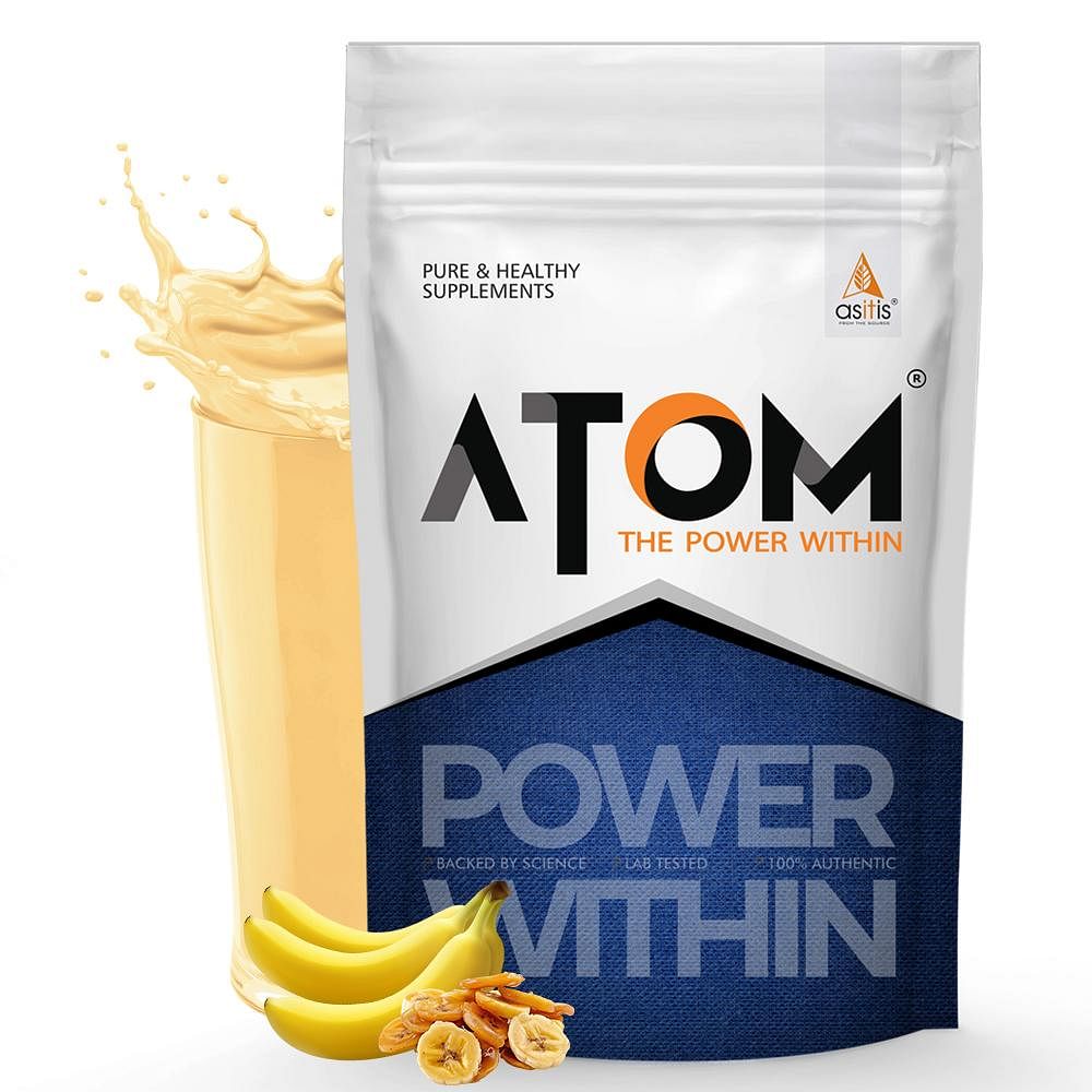 

ATOM Pea Protein, 29g Protein, Peak Gains, Fast Recovery, Easy Digest, Vegan - Caramelized Banana