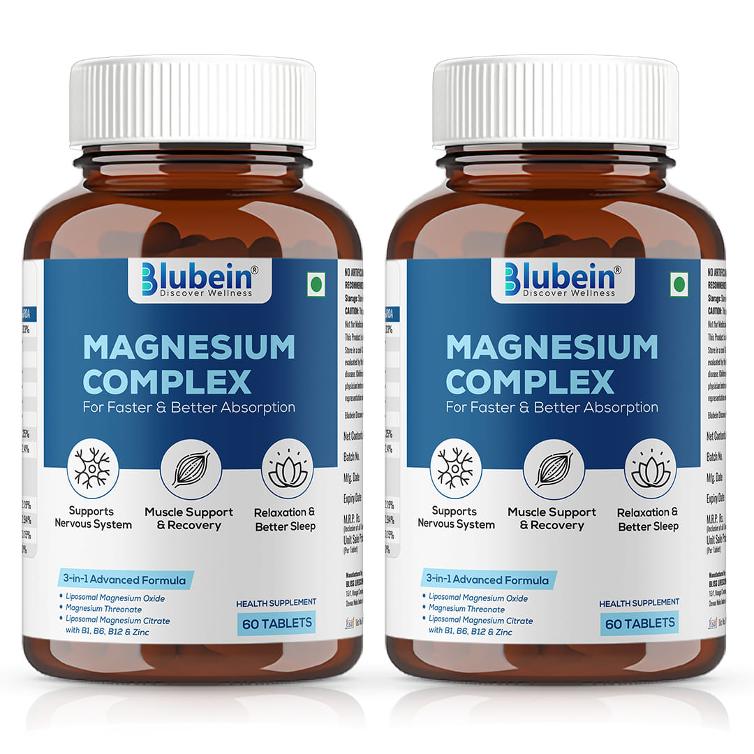 

Blubein Liposomal Magnesium Complex | 5X Absorption for better sleep & Faster Muscle Recovery | With Vitamin B1, B6, B12 & Zinc | 60 Tablets X Pack...