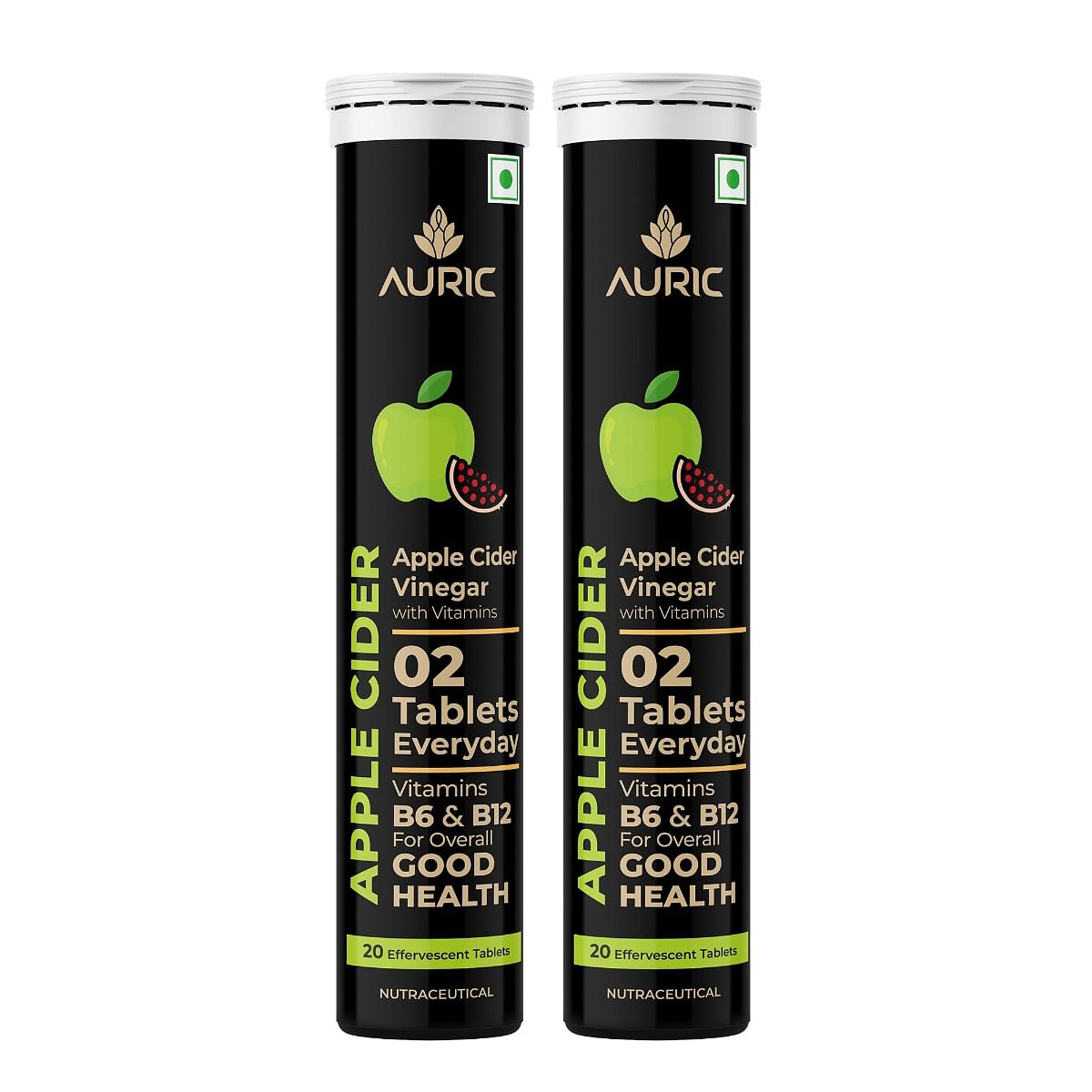 

Auric Apple Cider Vinegar with Vitamins | 40 ACV Tablets with Vitamin B6 & B12 in every tube | Weight Loss & Metabolism Benefits | Supports Digesti...
