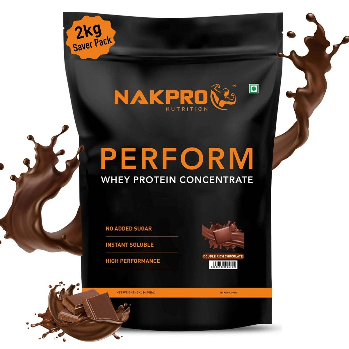 

NAKPRO Perform Whey Protein Concentrate 2kg Double Rich Chocolate | 24g Protein, 5.3g BCAA | Trustified Certified 100% Authentic Supplement Powder ...