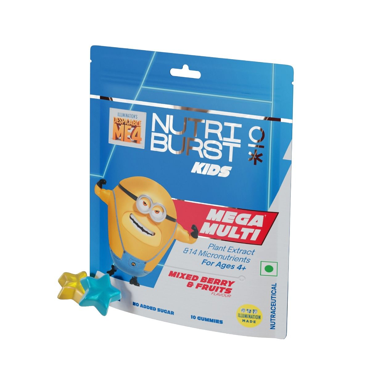 

NutriBurst Minions Mega Multi Kids Gummies - 13 Essential Vitamins & Minerals for Growth & Immune Support - Sugar-Free, Gluten-Free, Mixed Berry & ...