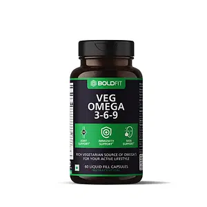 Boldfit Omega 3, 6 & 9 From Flaxseed, Borage & Olive Oil, Vegetarian Supplement For Heart, Skin, Joint & Muscles Support - Epa & Dha Rich Capsules For Men & Women