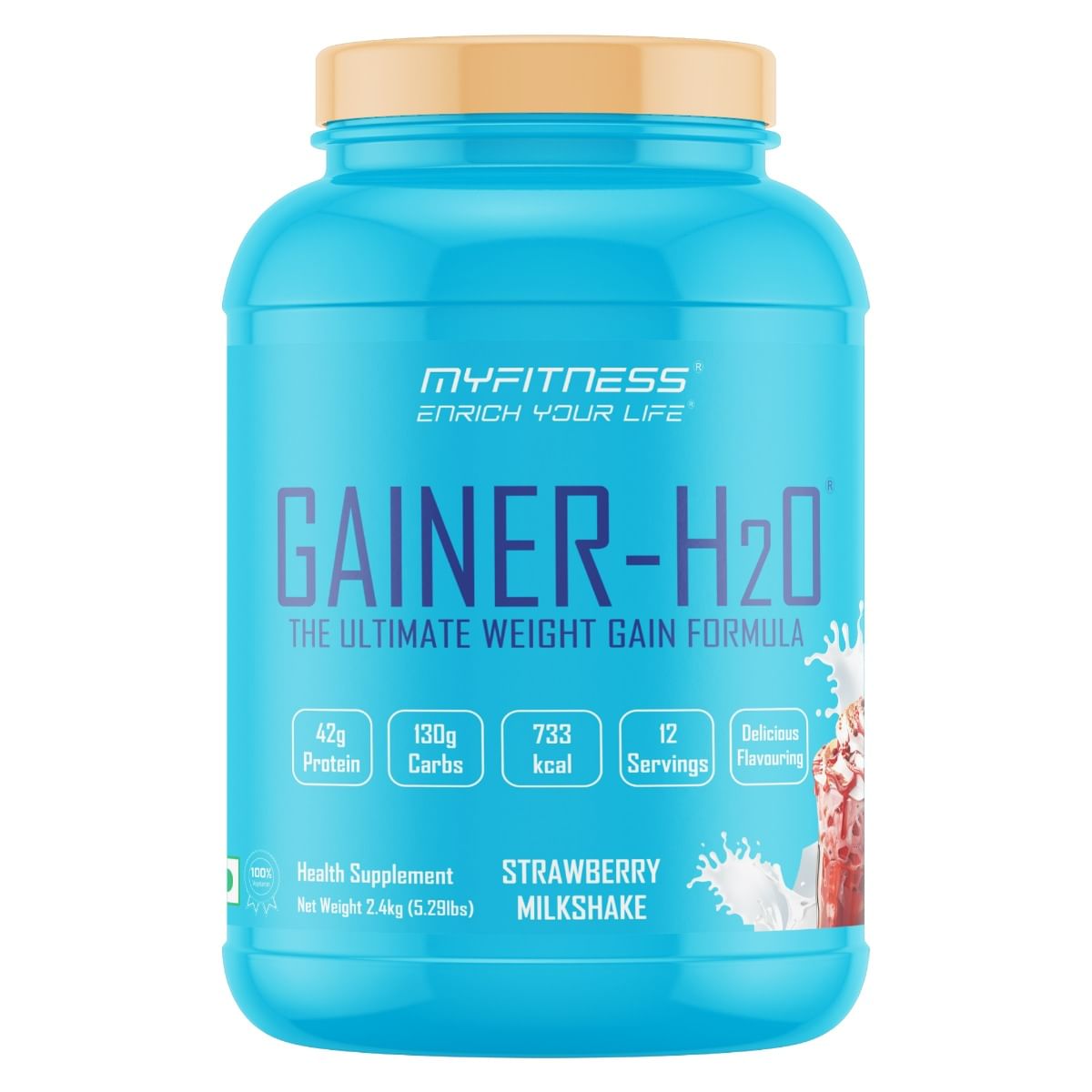 

MYFITNESS ® GAINER-H2O 2.4 kg |Weight Gainer|130g Carbs|733kcal | 42g of Premium Protein|Delicious Flavouring |The Ultimate Weight Gain Formula | S...