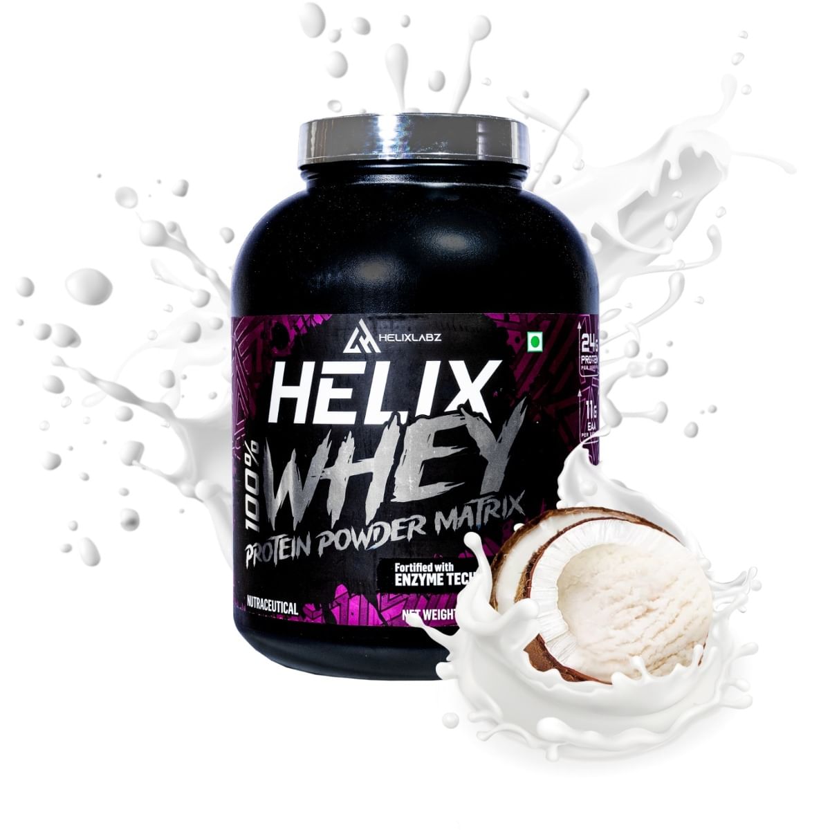 

Helixlabz Whey Protein promotes lean muscle growth & Fastest Recovery | 136 Kcal ,Protein 24 Gm | Coconut Ice cream | 2 Kg