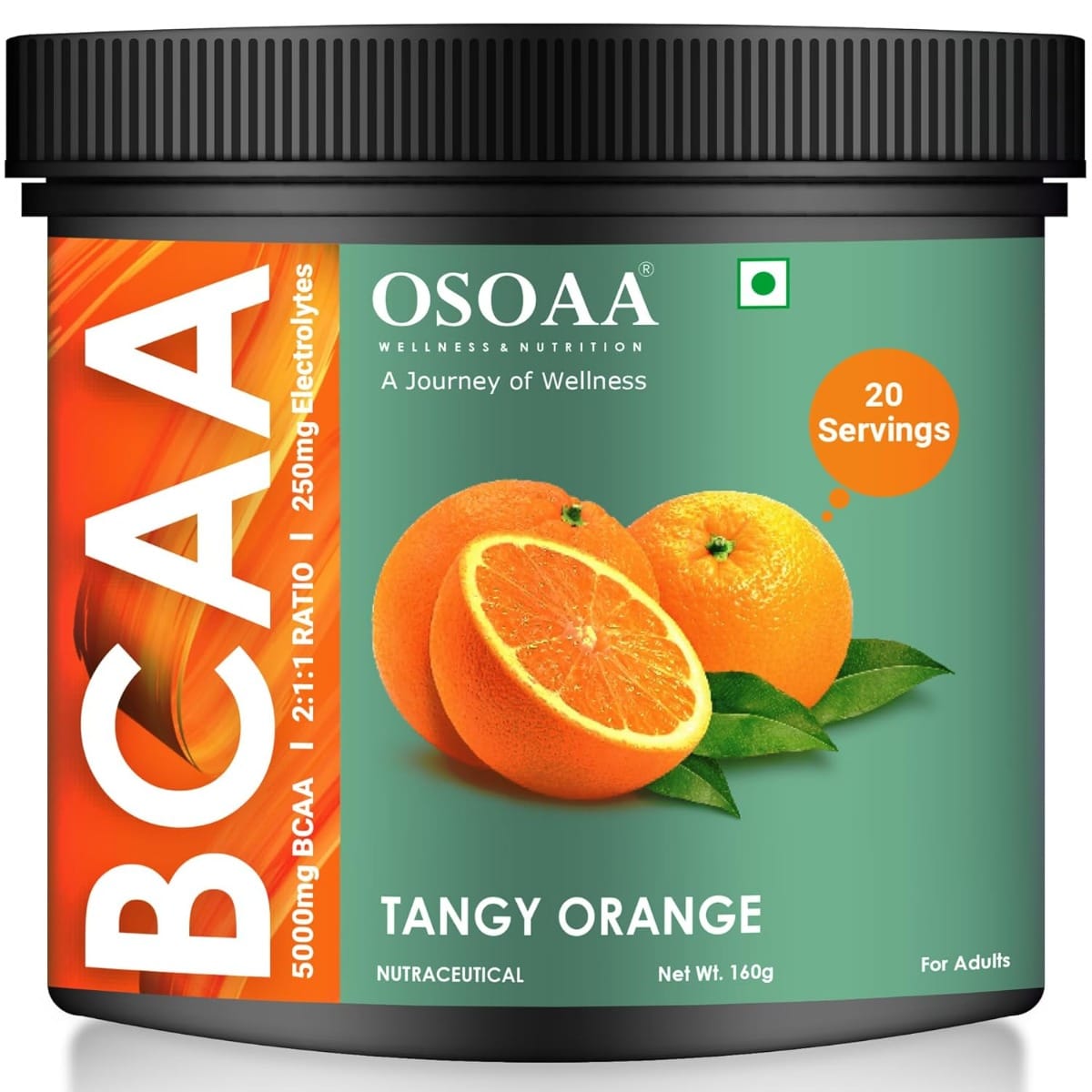 

OSOAA BCAA 5000mg Intra Workout Amino Acid Powder Muscle Recovery Hydration & Endurance Support Supplement Drink Mix 20 Servings Tangy Orange