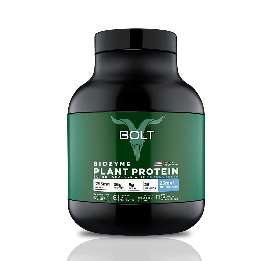 Bolt Biozyme Plant Protein Super-Charged With Phycocyanin, 26 g Protein | 2 lb, 907g | Unflavored-picture-14
