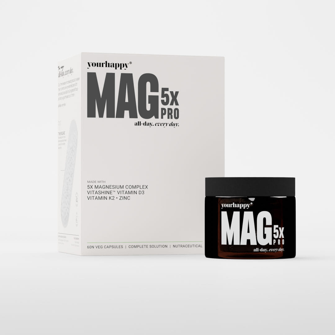 YourHappyLife Magnesium 5X Pro | Advanced Slow-Release Magnesium Supplement with 5 Forms of Magnesium, Vitamin D3, K2 & Zinc for Sleep, Recovery & Stress Relief