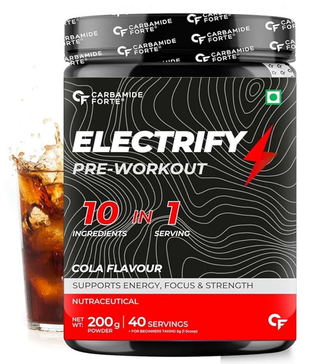 

Carbamide Forte Pre-Workout Powder for Energy, Focus & Strength - 40 Servings - Cola Flavour- 200g