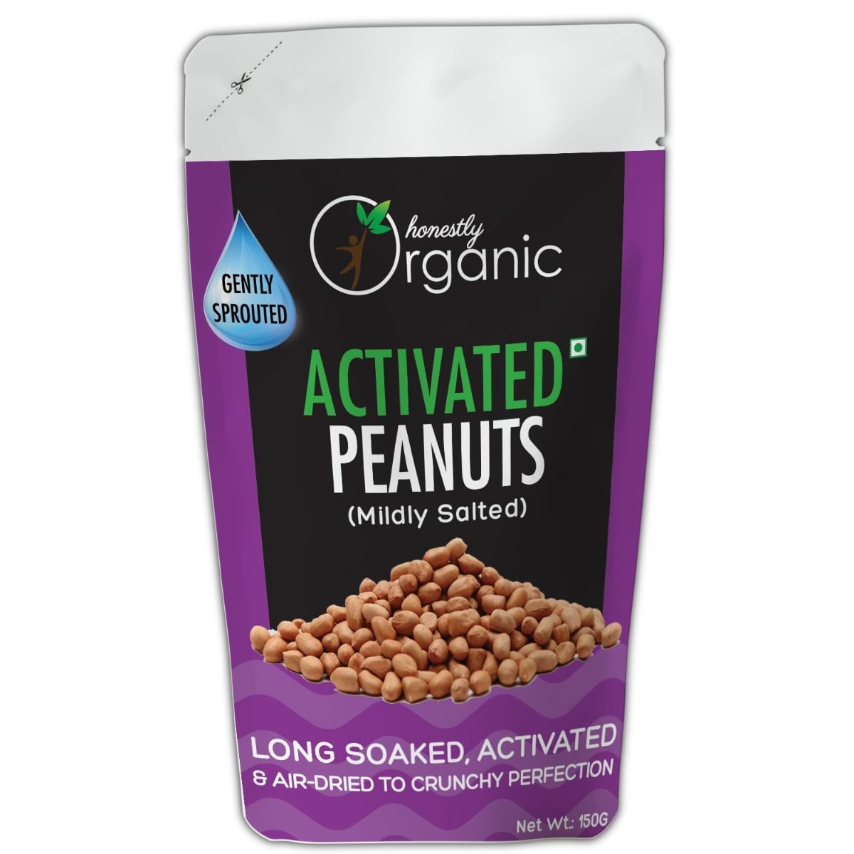 

Honestly Organic Activated Peanuts - Mildly Salted, Long Soaked & Air Dried to Crunchy Perfection - Easier to digest & more nutrient-dense (150g)
