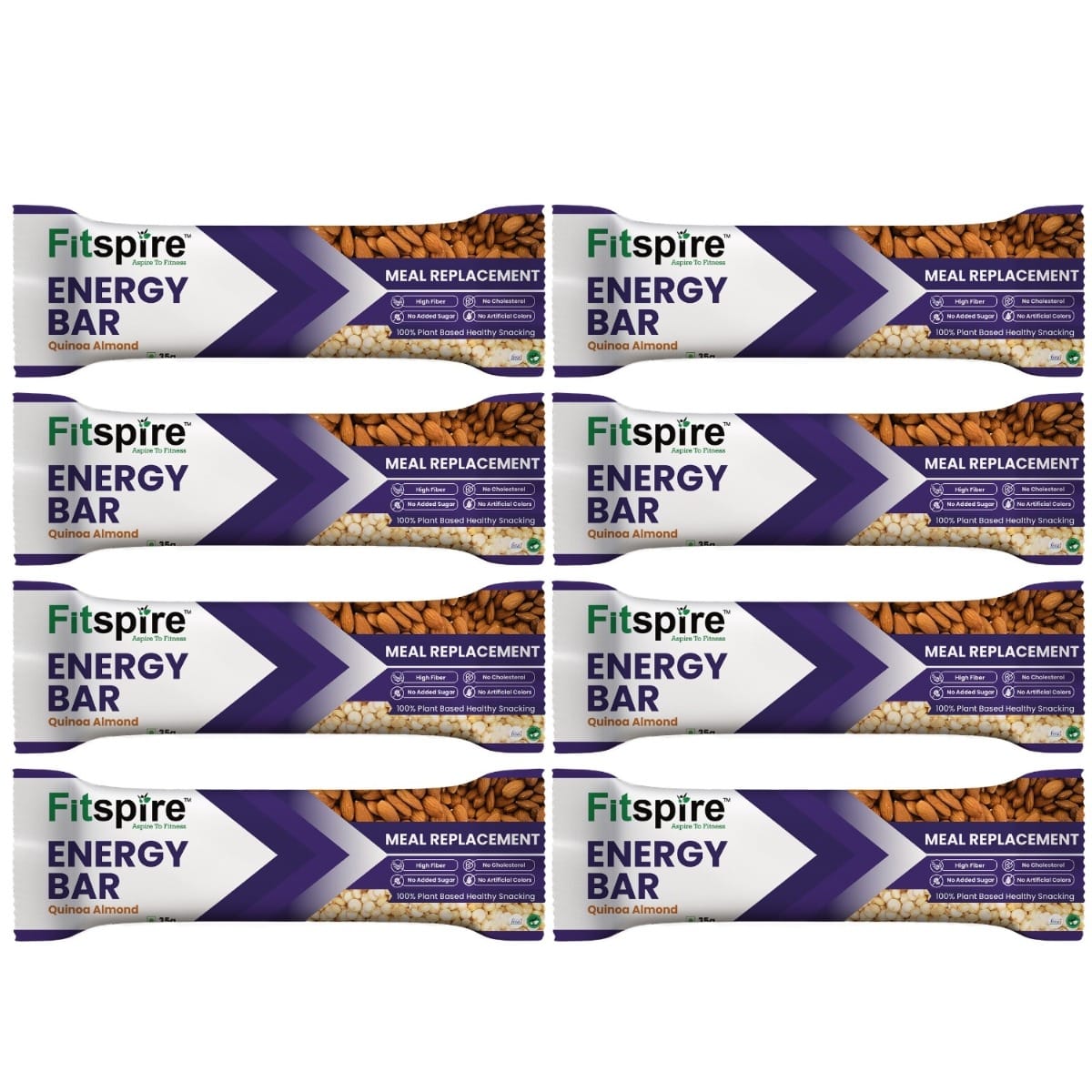 

Fitspire Quinoa Almond Energy bar Pack of 8 Each 35G