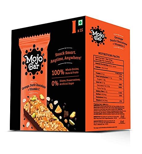

Mojo Bar Orange Dark Chocolate Vitamin C Snack Bar, 32 Gm (Pack of 15)