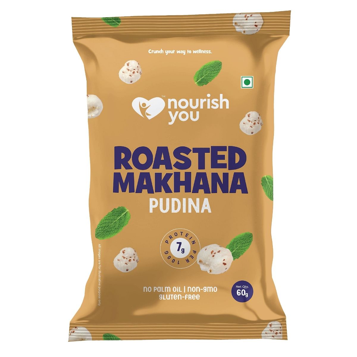 

Nourish You Roasted Makhana -Pudina Flavoured - Healthy Snacks , Gluten free -60gm